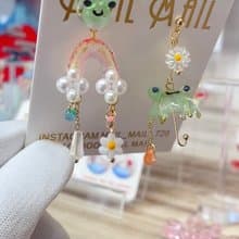 小青蛙雨傘彩虹、耳環、耳夾