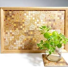 老磁磚記憶  馬賽克  大  茶盤/托盤/咖啡盤--咖啡色系