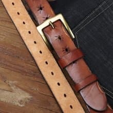 復古植鞣革牛皮帶 素色針扣腰帶 36mm寬男士休閒