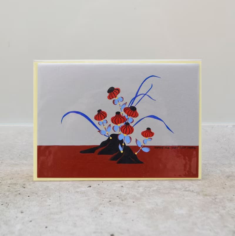 東方 日式插畫 禪風 盆栽 山石 花草 手繪新年賀片