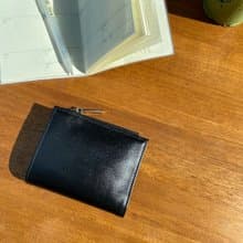 短夾包 真皮皮夾 Minimalist Slim Leather wallet -Black&Silver
