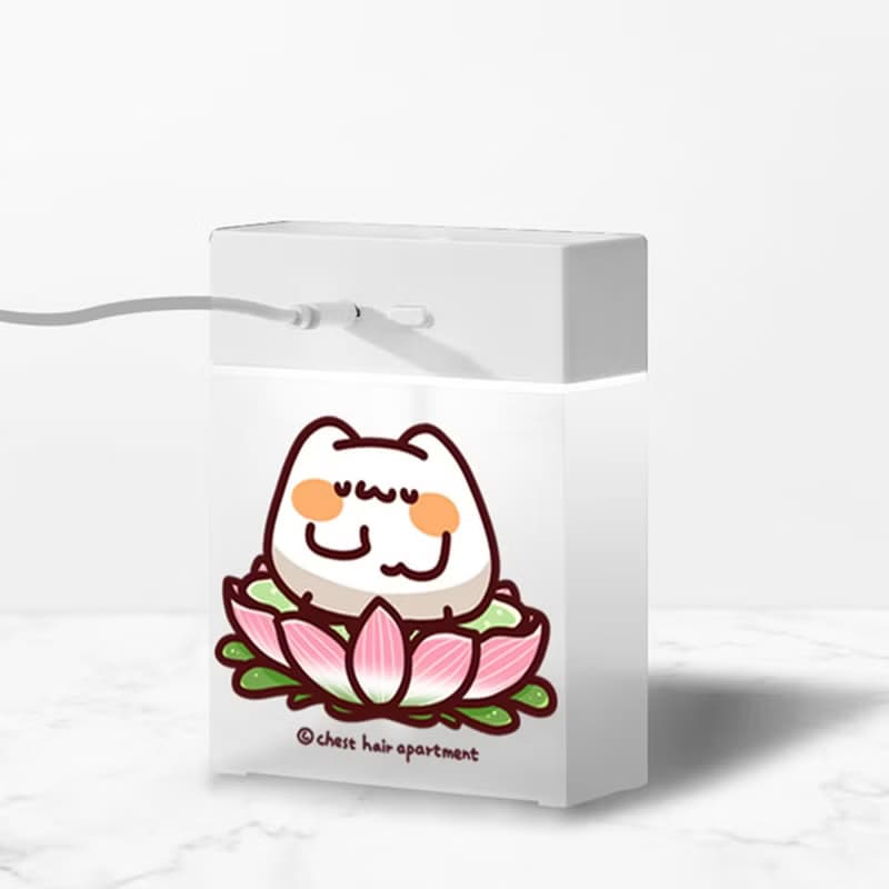 小夜燈加濕器 超渡蓮花座喵喵怪 | LINE熱門貼圖 胸毛公寓