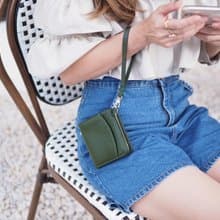 Anna (Green): Mini wallet, short wallet, cow leather, Bifold Zipper wallet