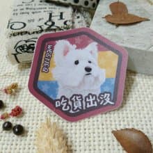 西高地白梗-小Q-吃貨出沒-防水車貼-防水貼紙-安全帽貼紙