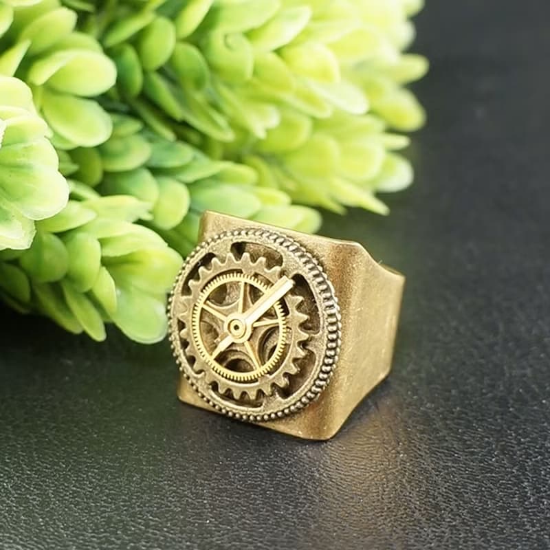 Steampunk Ring Brass Watch Parts Gears Adjustable Ring Jewelry Accessories Gift