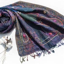 喀什米爾Cashmere羊絨毯 刺繡毛毯 羊毛蓋毯 保暖披肩 針織 刺繡羊毛披肩 針織蓋毯 刺繡圍巾 羊絨披巾 聖誕-花