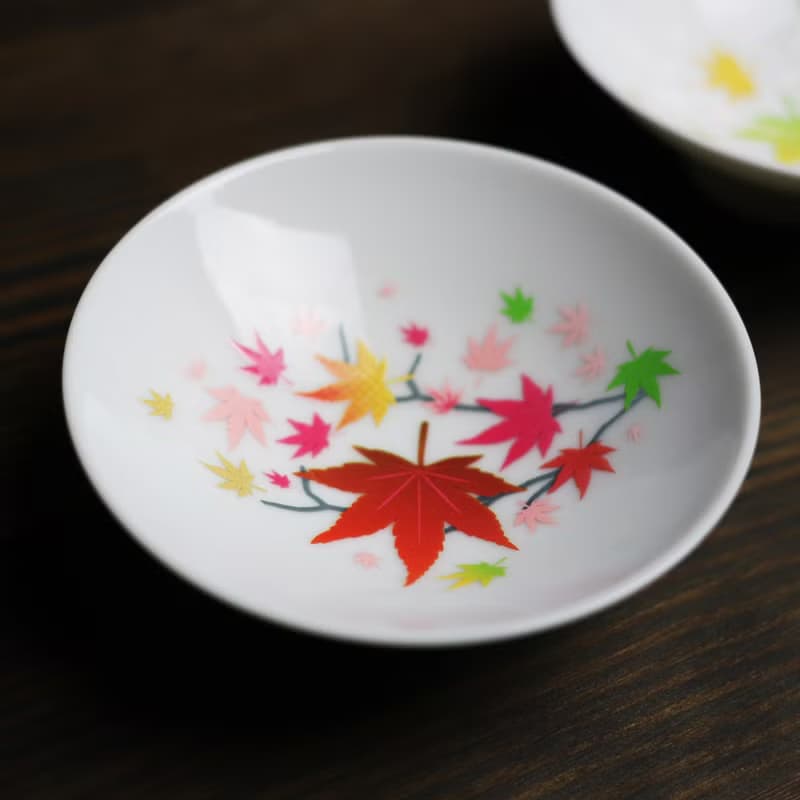 冷感紅葉平盃ペアセット　温度で色が変わる季節を楽しむ器
