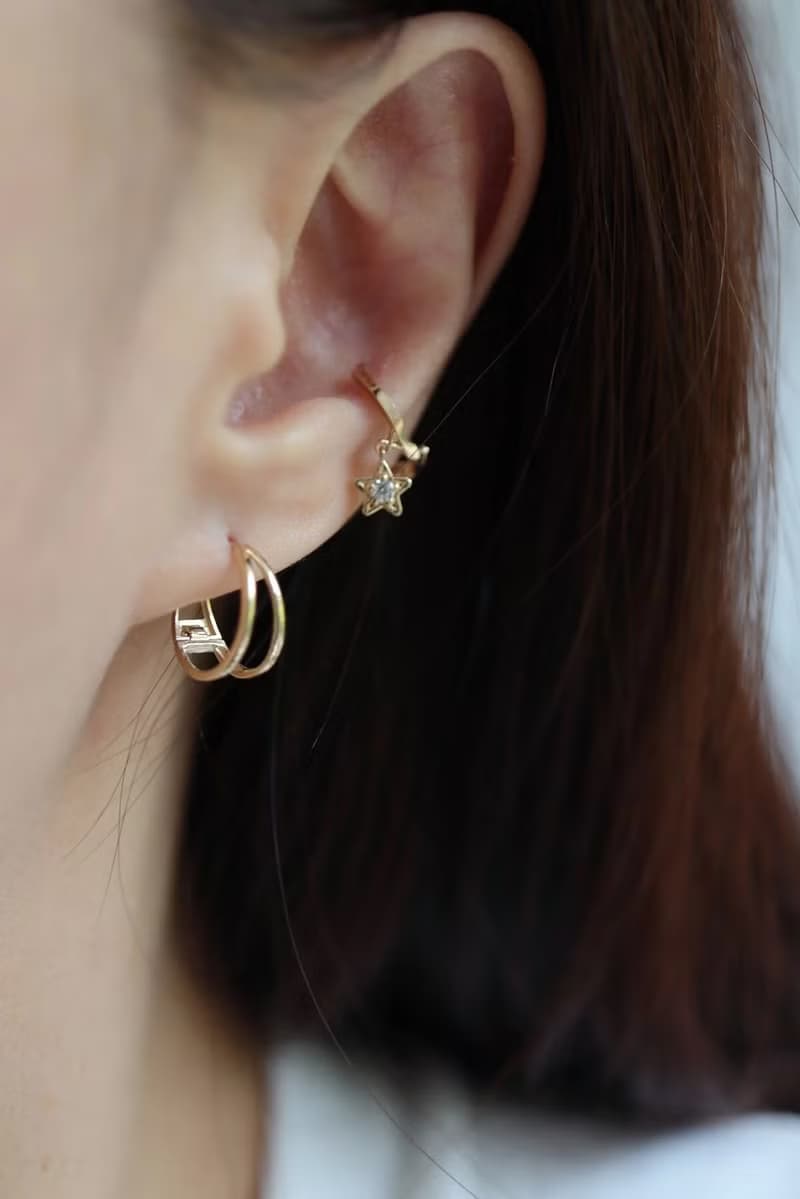 14K Tint Double Cycle Earring 簡約雙環耳扣耳環(內徑11mm)