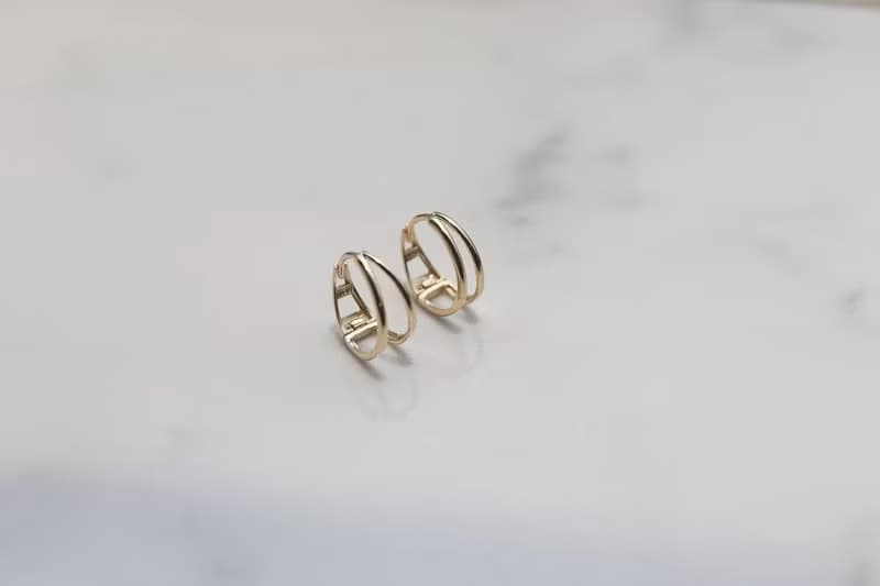14K Tint Double Cycle Earring 簡約雙環耳扣耳環(內徑11mm)
