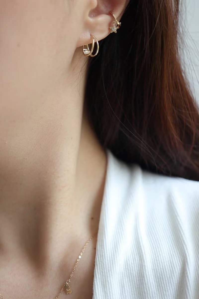 14K Tint Double Cycle Earring 簡約雙環耳扣耳環(內徑11mm)