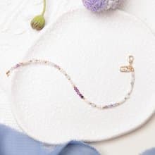 事業 x 螢石 海藍寶 淡水珍珠 黃銅鍍18K金【藍花楹盛開】手鍊