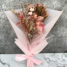 Eudora House 迷你小熊花束、玫瑰粉、生日禮物、教師節花禮
