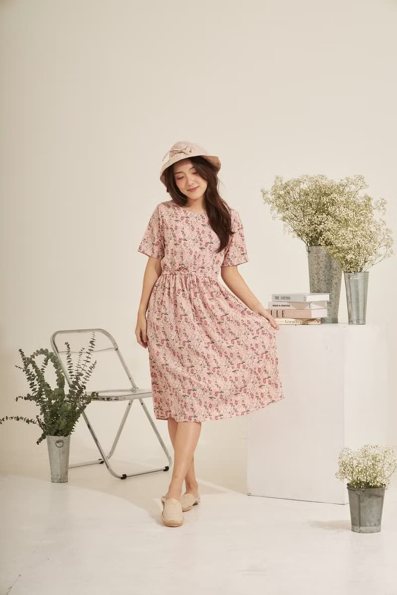 小碎花紋 短袖洋裝 - AIM ORN : 01