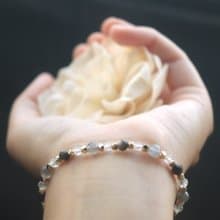 拉長石-白水晶-銀曜石-招財-防小人-水晶手鍊