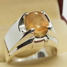 Natural Yellow Sapphire Mens Ring Sterling Silver 925 Handmade Pukhraj Ring gift