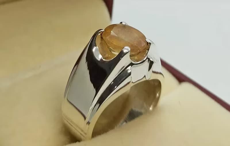 Natural Yellow Sapphire Mens Ring Sterling Silver 925 Handmade Pukhraj Ring gift