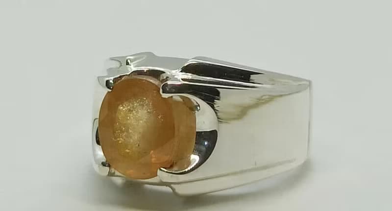 Natural Yellow Sapphire Mens Ring Sterling Silver 925 Handmade Pukhraj Ring gift
