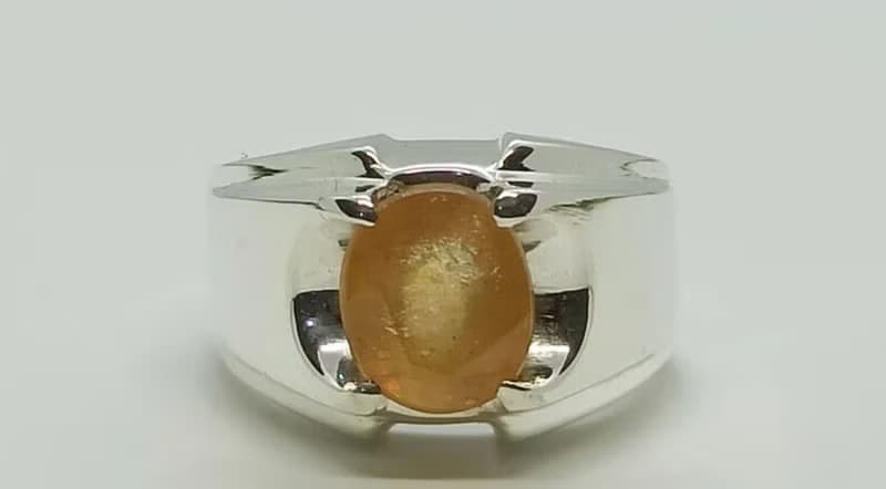 Natural Yellow Sapphire Mens Ring Sterling Silver 925 Handmade Pukhraj Ring gift