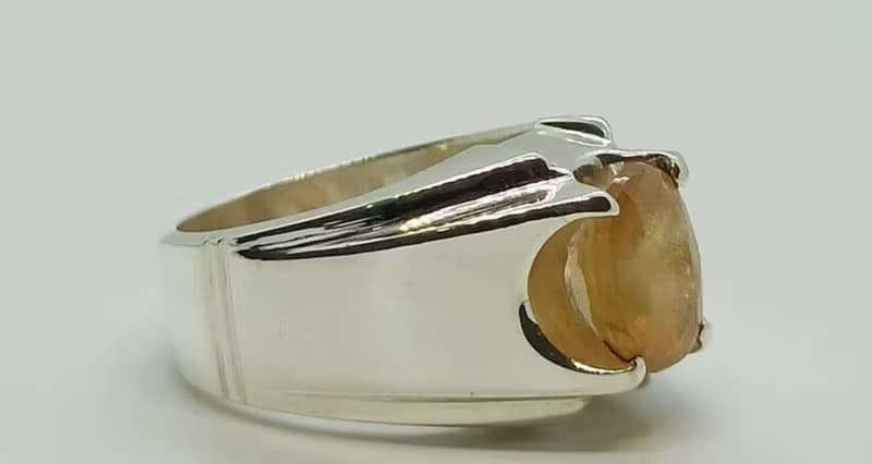 Natural Yellow Sapphire Mens Ring Sterling Silver 925 Handmade Pukhraj Ring gift