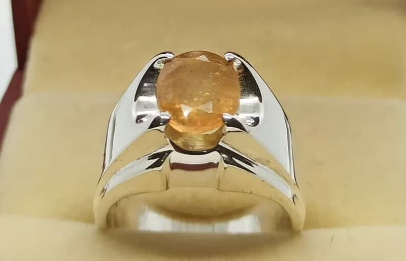 Natural Yellow Sapphire Mens Ring Sterling Silver 925 Handmade Pukhraj Ring gift