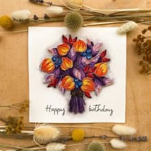 Quilling handmade card - Happy birthday. Autumn bouquet.