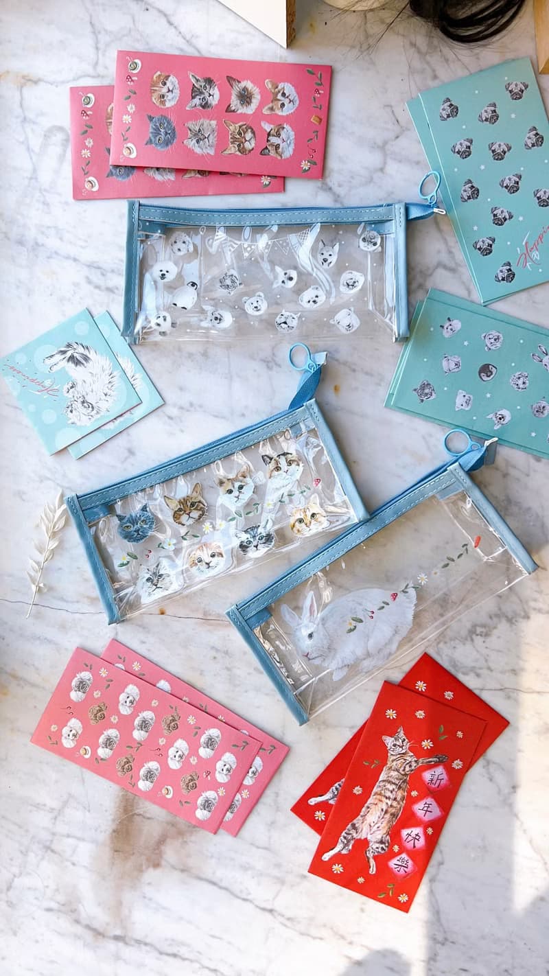 小貓 狗 兔 收納袋/利是袋/餐具袋/化妝袋/筆袋