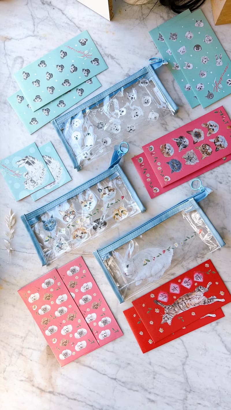 小貓 狗 兔 收納袋/利是袋/餐具袋/化妝袋/筆袋