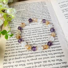 紫水晶/黃塔晶/白阿塞 水晶手鍊