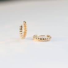 14K 金珠珠耳扣耳環 (單個 ) (內徑 7mm )