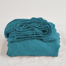 Sea wave linen fitted sheet / Softened linen bed sheet / Deep pocket