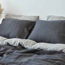 Charcoal double-sided linen duvet cover / Softened linen / Comforter cover