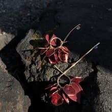 Vingtsix 酒紅不對稱耳環/耳夾可