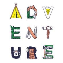 Adventure Typography 中性短袖T恤 白色 戶外冒險探險運動露營
