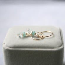 海藍藍香氣 托帕石.天河石.珍珠耳環 可改夾式 垂墜長度可訂製