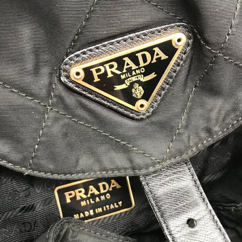 【母親節優惠】中古二手Prada黑色三角尼龍側孭揹單雙肩背包囊