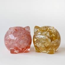 水晶 發財豬 L號 | 生日禮物 招財擺飾 | 黃水晶 粉水晶 黑曜石
