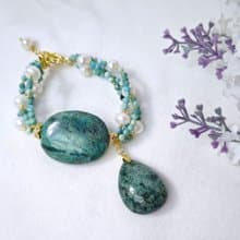 頂級綠松石 水滴 珍珠 招財 大寶石手鍊 單品 禮物 收藏 獨家原創