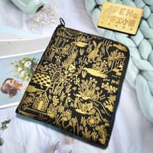 童話系列-美國限量棉布-黑底燙金愛麗絲L型拉鍊袋-電子書保護套