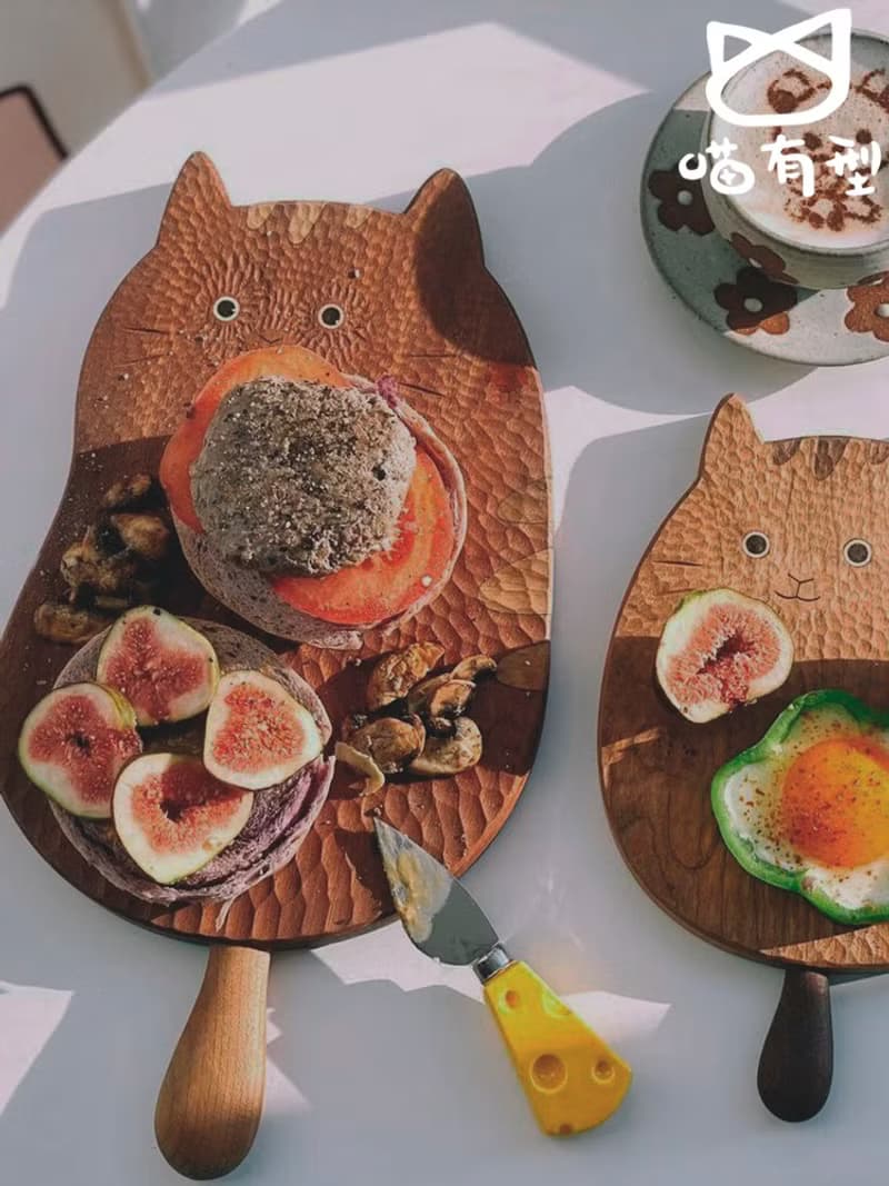 喵有型龍貓面包板實木砧板日式手工創意早餐牛排沙拉盤家用餐具