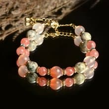 【神山晶礦】玉髓金草莓k2blue藍磷輝手鍊/玉髓/金草莓/k2blue/藍