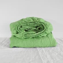 Light green linen fitted sheet / Softened linen bed sheet / Deep pocket