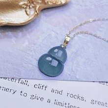 有福•有錢|純18k金冰玻藍大葫蘆|A貨翡翠中性款吊墜項鍊