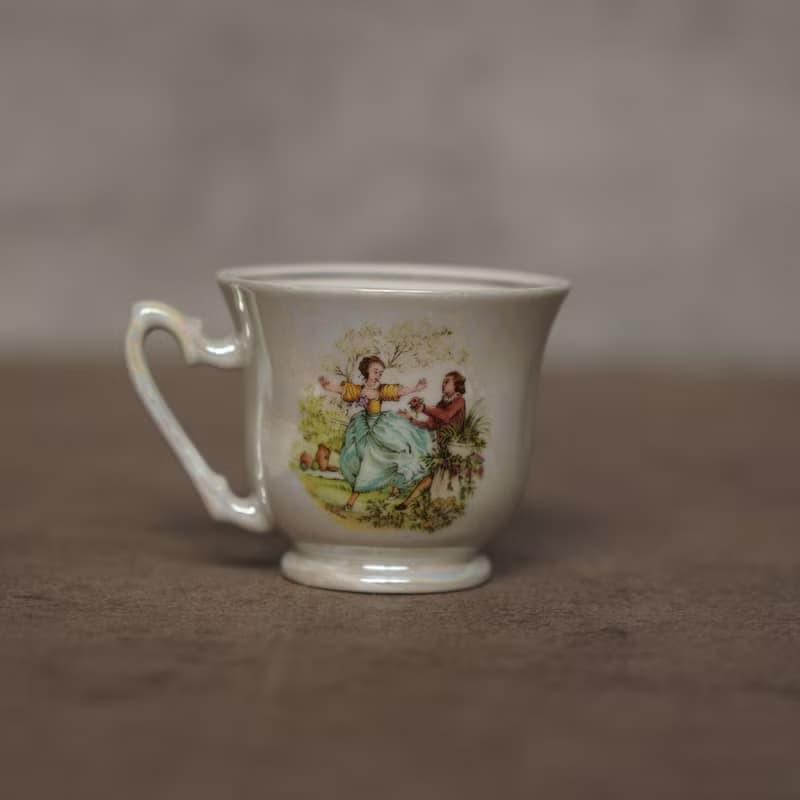 南斯拉夫FP Zaječar 談情說愛珍珠釉雙人茶具組/老物