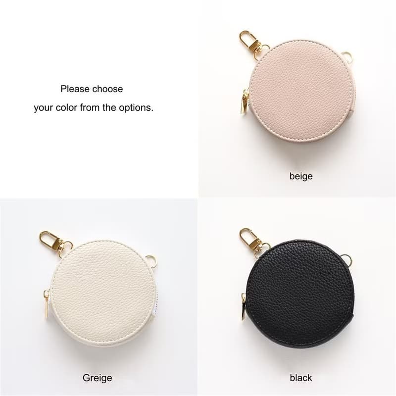 ラウンドポーチ 【 simple ワッペン 犬 】 刺繍 小銭入れ 小物入れ コインケース ミニ財布 レザー スリム アニマル ペット くすみカラー A267I