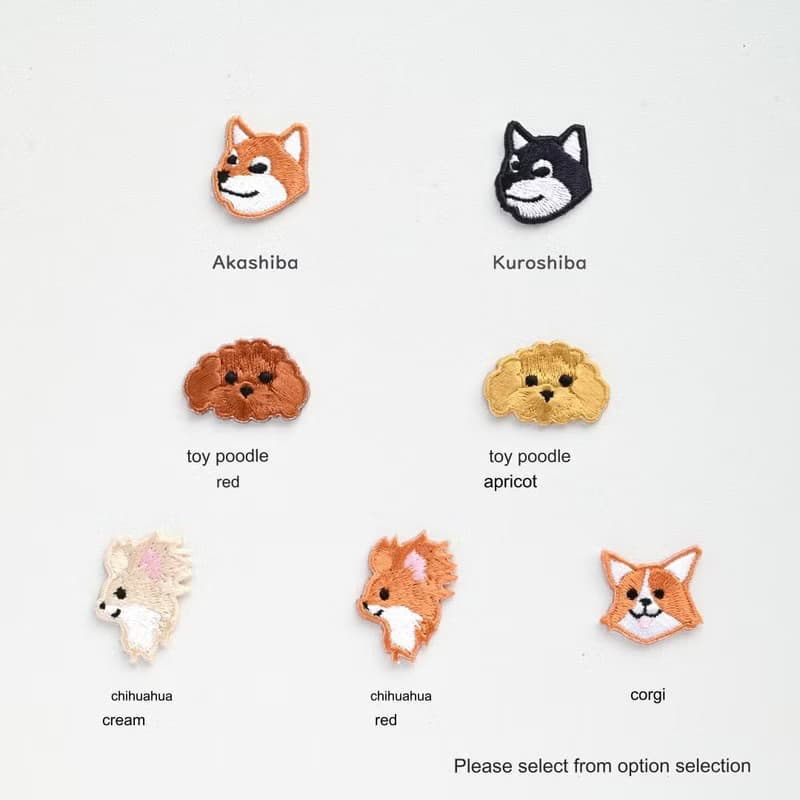 ラウンドポーチ 【 simple ワッペン 犬 】 刺繍 小銭入れ 小物入れ コインケース ミニ財布 レザー スリム アニマル ペット くすみカラー A267I