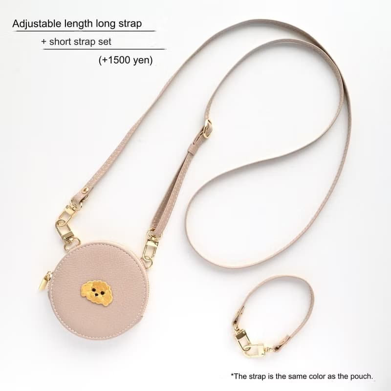 ラウンドポーチ 【 simple ワッペン 犬 】 刺繍 小銭入れ 小物入れ コインケース ミニ財布 レザー スリム アニマル ペット くすみカラー A267I