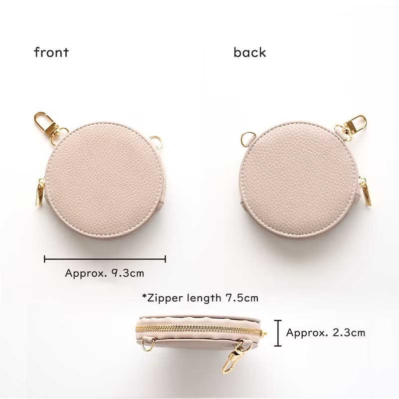 ラウンドポーチ 【 simple ワッペン 犬 】 刺繍 小銭入れ 小物入れ コインケース ミニ財布 レザー スリム アニマル ペット くすみカラー A267I