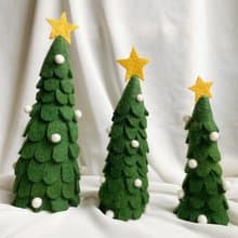 【好日手作】大中小三顆立體聖誕樹 手作羊毛氈擺飾禮物