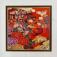 色打掛からつくるきものアート　vintage fabric 御所車 和モダン アートパネル 和風インテリア プレゼント お祝い 縁起物 額装インテリア　15