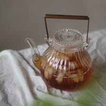 花瓣條紋玻璃茶壺 800ml